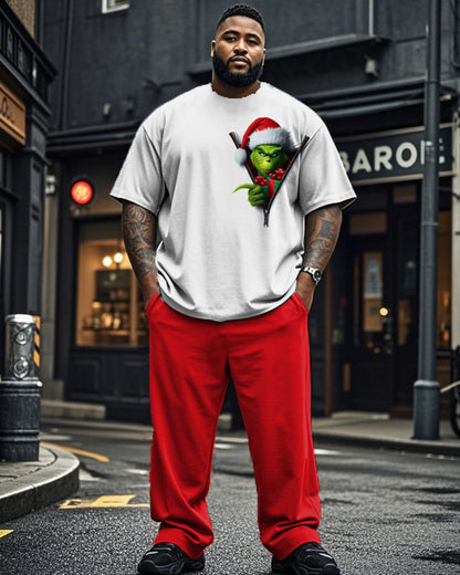 Christmas Monster Gift Large Size Short Sleeve Long Pants Two-Piece Set