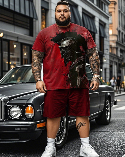 Warrior Color Short-sleeved T-shirt Shorts Plus Size Men's Suit