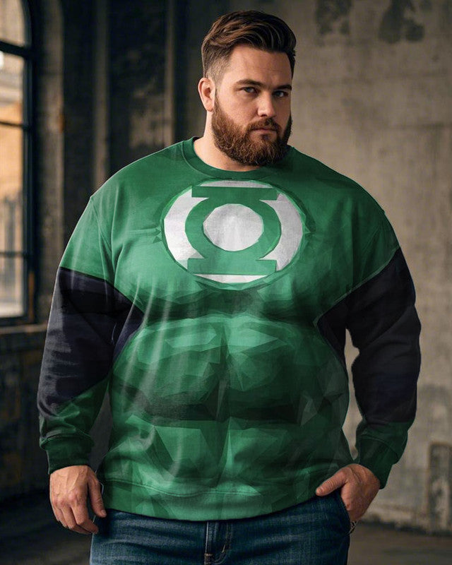 Green Lantern Muscle Men's Large Size Crew Neck Sweatshirt