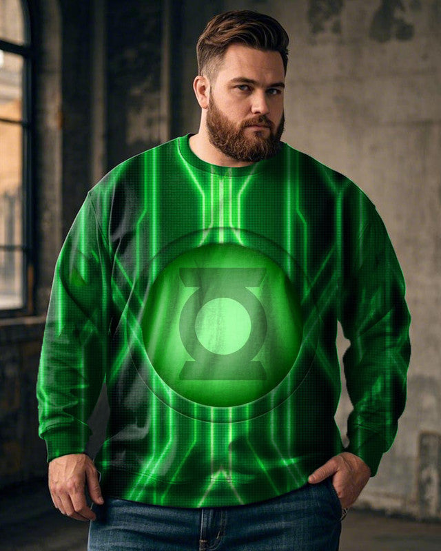 Green Lantern Personalized Men's Large Size Round Neck Sweatshirt