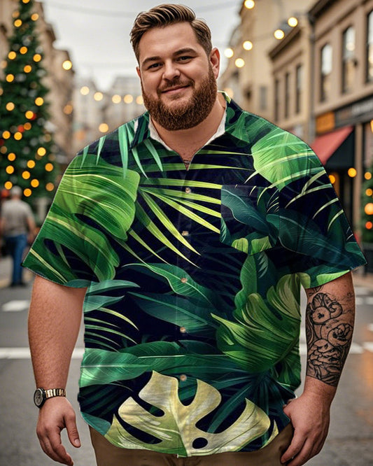 Personalized Plant Lapel Short-sleeved Plus-size Shirt