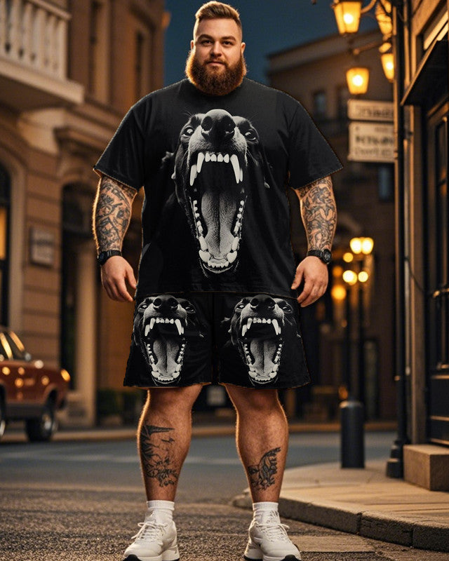 Dog Casual Short-sleeved T-shirt Shorts Plus Size Men's Suit