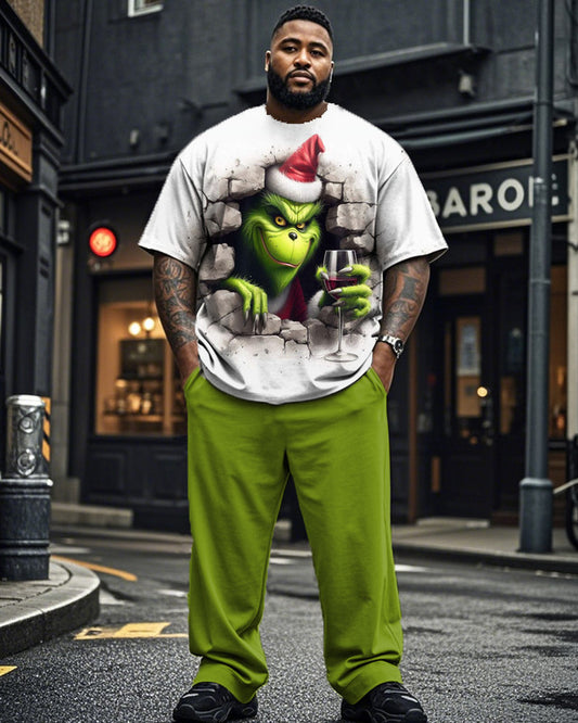 Christmas Monster Personality Crew-neck Short-sleeved T-shirt and Pants Plus Size Suit