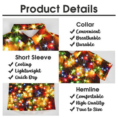 Colorful Light Print Lapel Large Size Men's Short-sleeved Shirt