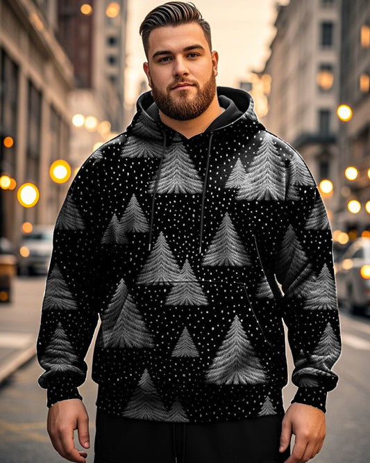 Polka Dot Print Christmas Tree Hoodie Plus Size Men's Hoodie