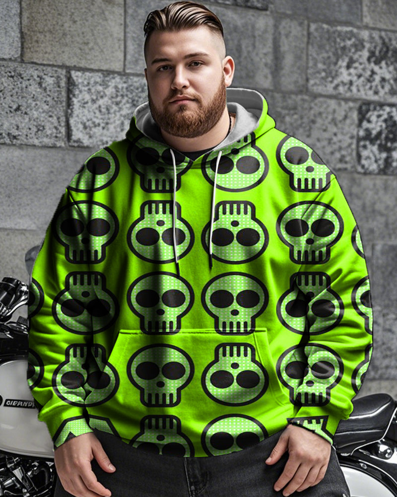 Men's Skull Print Plus Size Casual Hoodie