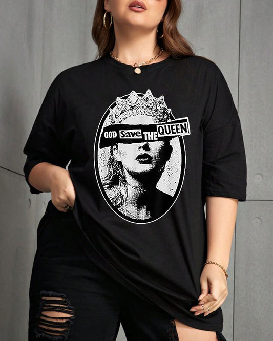 Music Personality Women's Crewneck Plus Size T-shirt