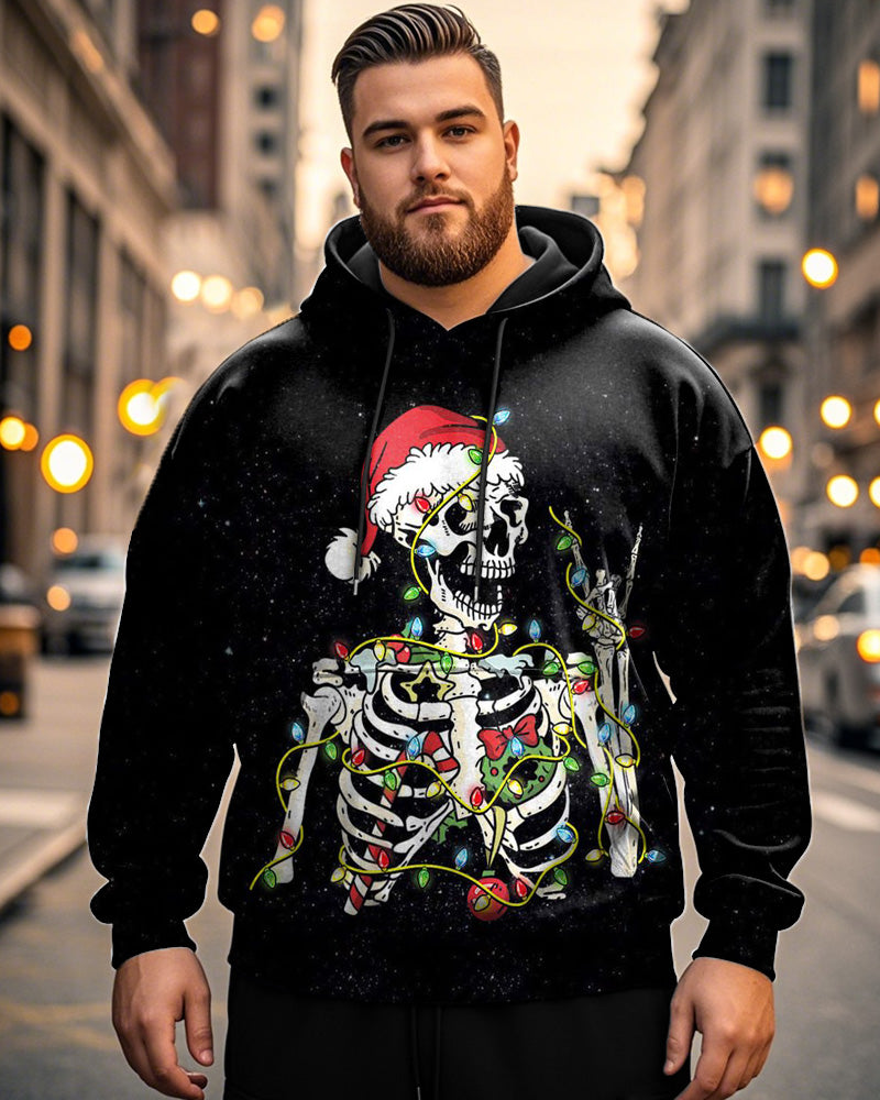 Christmas Skull Casual Hooded Plus Size Men's Hoodie