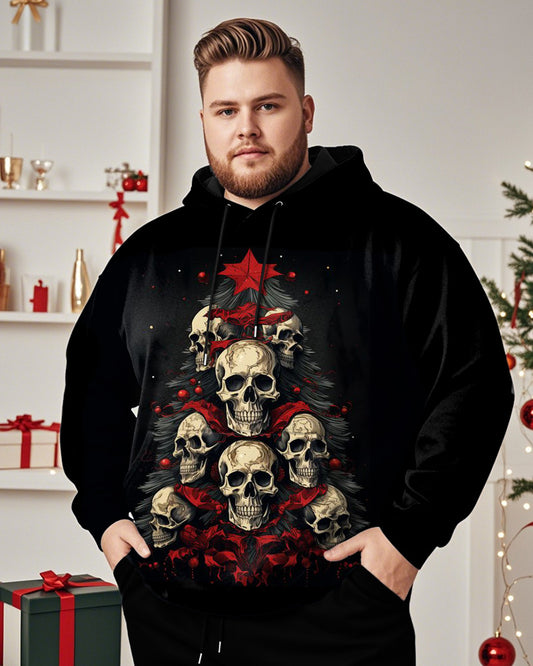 Christmas Tree Cartoon Skull Personality Hooded Plus Size Men's Hoodie