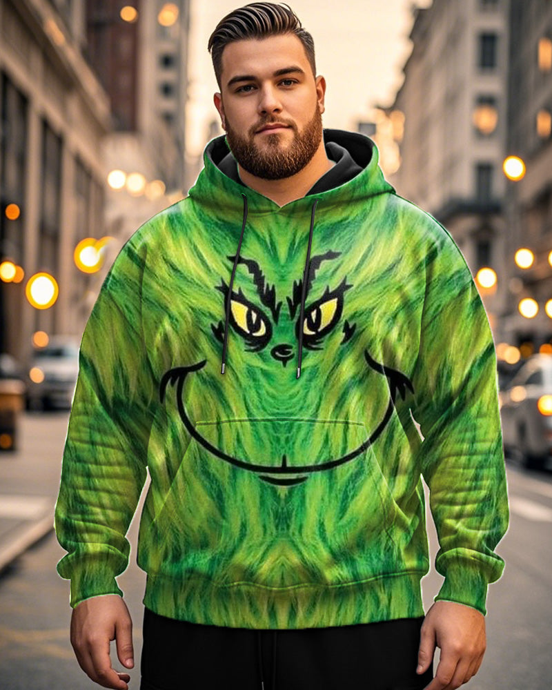 Christmas Cartoon Print Hoodie Plus Size Men's Hoodie