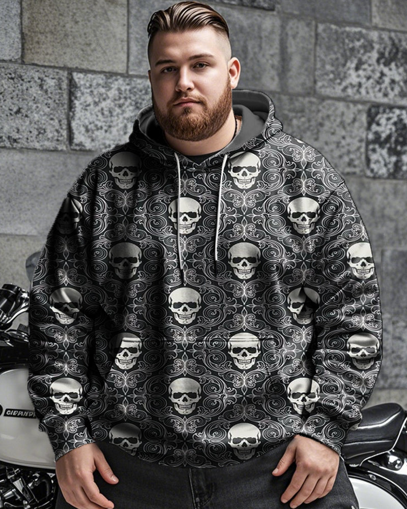 Men's Skull Personality Print Plus Size Hoodie